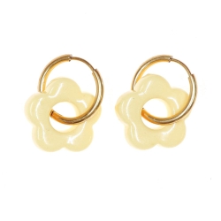 Boucles Oreilles Jaune Opaque Femme Clio Blue Fleurs 20mm