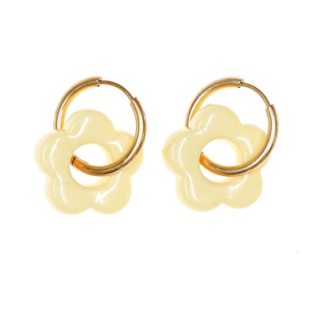 Boucles Oreilles Jaune Opaque Femme Clio Blue Fleurs 20mm