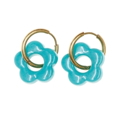 Boucles Oreilles Turquoise Opaque Femme Clio Blue Fleurs 20mm