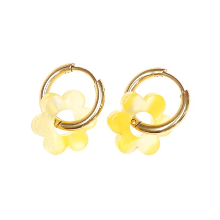 Boucles Oreilles Jaunes Femme Clio Blue Fleurs 14mm