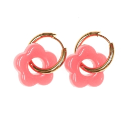 Boucles Oreilles Fushia Femme Clio Blue Fleurs 20mm