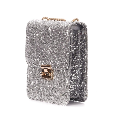 Sac Bandoulière Sequins Argenté Stella Green Telephone