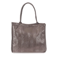Sac Caba Fourre tout Gris Métallique Stella Green Matelasse Chevron 3