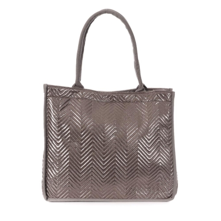 Sac Caba Fourre tout Gris Métallique Stella Green Matelasse Chevron 3