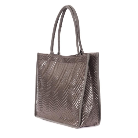 Sac Caba Fourre tout Gris Métallique Stella Green Matelasse Chevron 3