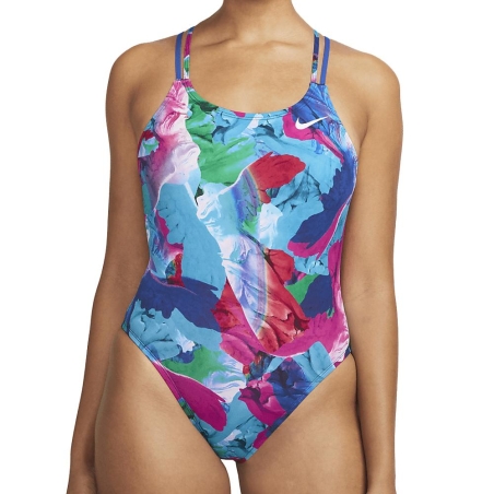 Maillot de bain 1 pièce Bleu/Rose Femme Nike Spiderback