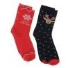 x2 Paires de Chaussettes Rouge/Marine Femme Twinday Christmas