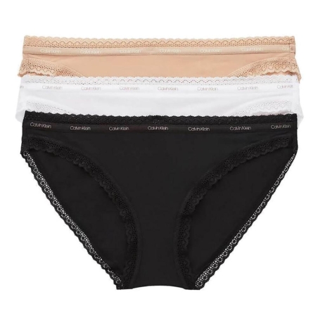 X3 Culottes Blanc/Beige/Noir Femme Calvin Klein Jeans Thong