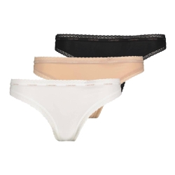 X3 Strings Blanc/Beige/Noir Femme Calvin Klein Jeans Thong