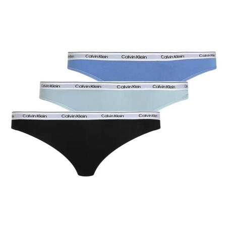 Lot de 3 Strings Noir/Bleu Femme Calvin Klein Jeans Thong
