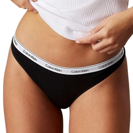 Lot de 3 Strings Noir/Bleu Femme Calvin Klein Jeans Thong