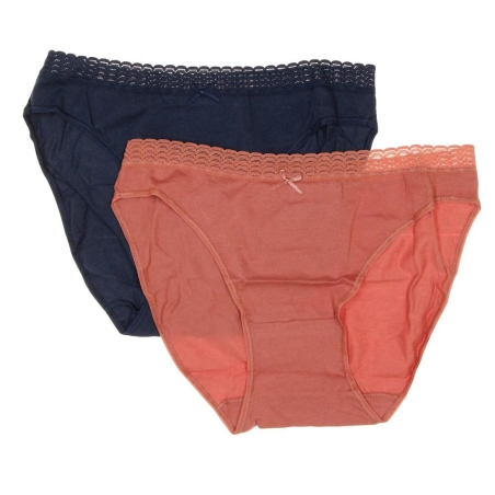 x2 Slips Marine/Orange Femme Dim Hipsters