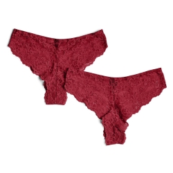 Lot de 2 culottes larges en dentelle Rouge Femme Pieces Lina