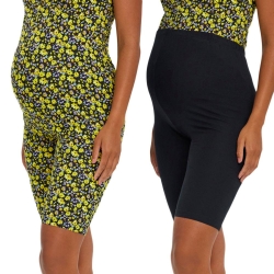 X2 Shorts de Grossesse Noir/Jaune Femme Mamalicious Biker