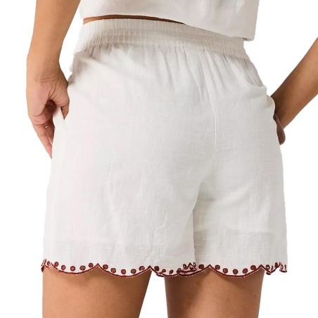 Short en tissu brodé Blanc/Rouge Femme taille haute JDY Palma