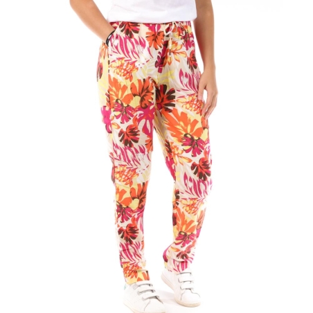 Pantalon Orange à fleurs Femme Only Nova Life