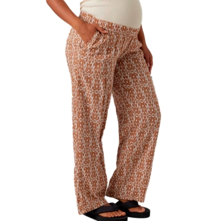 Pantalon Blanc/Marron Femme Mamalicious Rita