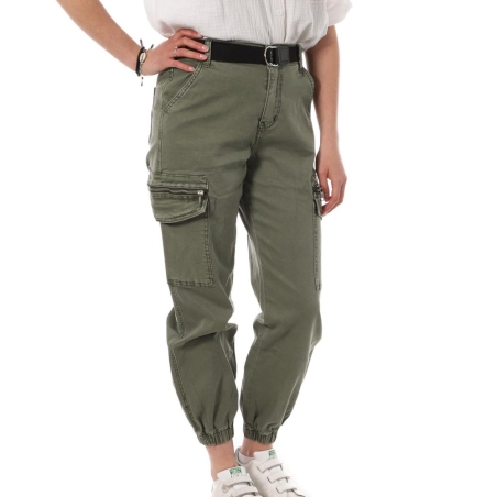 Pantalon Cargo Ceinture Kaki Femme Monday Premium LW-357