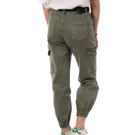 Pantalon Cargo Ceinture Kaki Femme Monday Premium LW-357