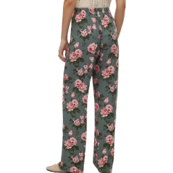 Pantalon Fluide Kaki/Rose à Motifs Femme Vero Moda Easy Joy