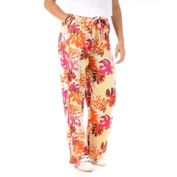 Pantalon Orange à fleurs Femme Only Nova Life Palazzo