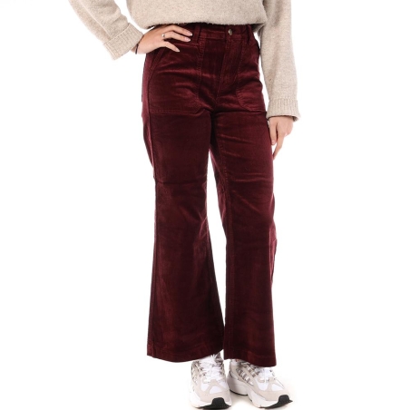 Pantalon en Velours Prune Femme Oraije Flare