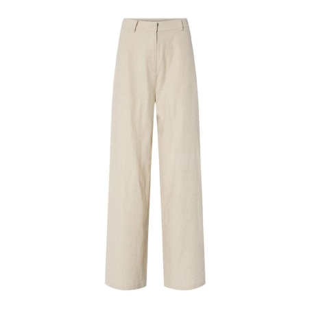 Pantalon Fluide Écru Femme YAS Yastunni
