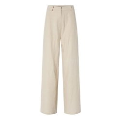 Pantalon Fluide Écru Femme YAS Yastunni