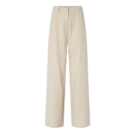 Pantalon Fluide Écru Femme YAS Yastunni