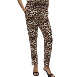 Pantalon fluide Léopard Noir/Beige Femme Vero Moda Easy Joy