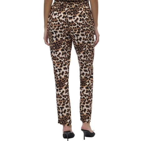 Pantalon fluide Léopard Noir/Beige Femme Vero Moda Easy Joy