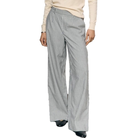 Pantalon Large Rayures Marine/Blanc Femme Object Lisa