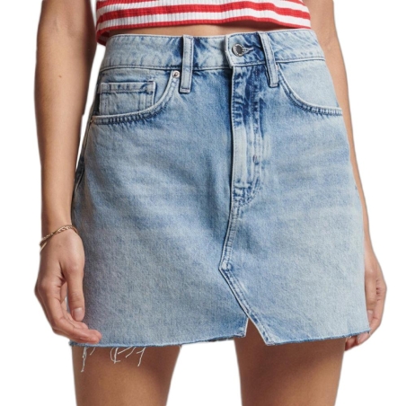 Jupe en jean Bleu Clair Femme Superdry Mini Skirt