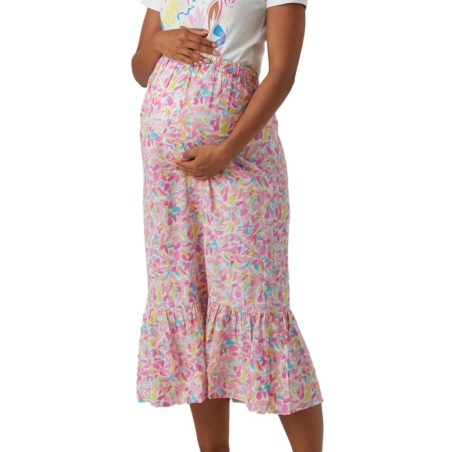 Jupe Rose/Bleu Femme Mamalicious Casey