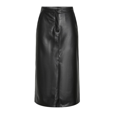 Jupe Simili Cuir Noir Femme Pieces Neeth