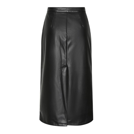 Jupe Simili Cuir Noir Femme Pieces Neeth