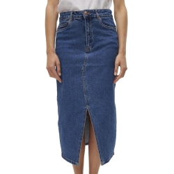 Jupe en jean Longue Bleu Foncé Femme Vero Moda Calf Denim Skirt