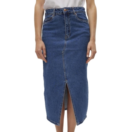 Jupe en jean Longue Bleu Foncé Femme Vero Moda Calf Denim Skirt