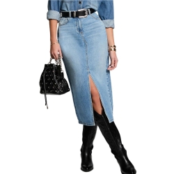 Jupe Midi Bleu Femme Morgan ROMA