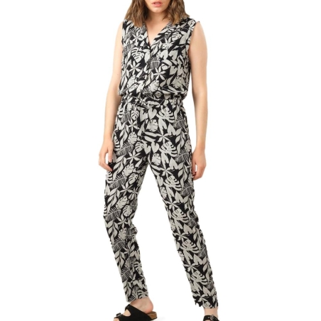 Combinaison Noir à fleurs Femme Deeluxe Nessita