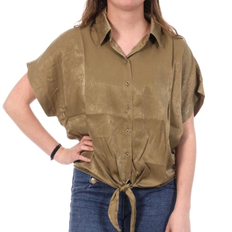 Chemise Satin Kaki Femme An'ge Leonie