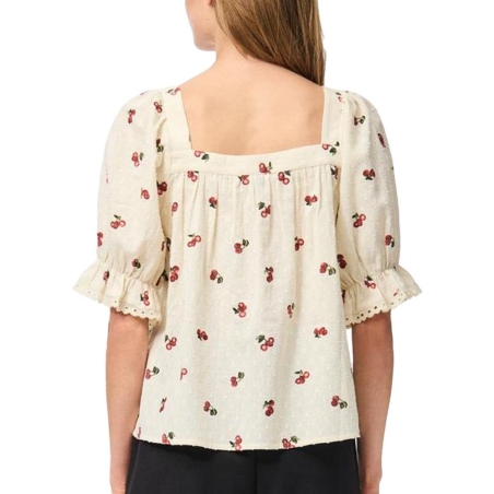 Blouse Beige Femme Pieces Pcthea 3/4 Square Neck