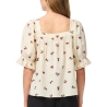 Blouse Beige Femme Pieces Pcthea 3/4 Square Neck