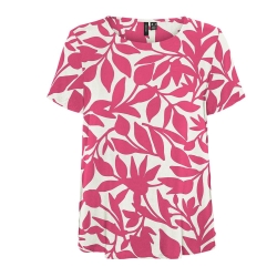 Blouse Blanc/Rose Femme Vero Moda Easy