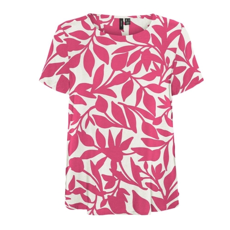 Blouse Blanc/Rose Femme Vero Moda Easy