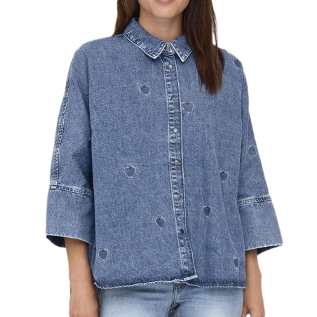 Chemise en Jean Bleu Femme Only Grace 3/4