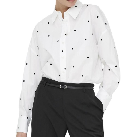 Chemise Blanche Brodés Cœur Noir Femme Blanc JDY Nelly