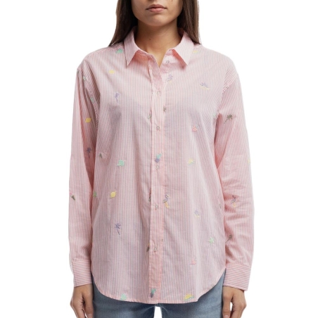 Chemise à Rayures Orange Femme Teddy Smith Louisy