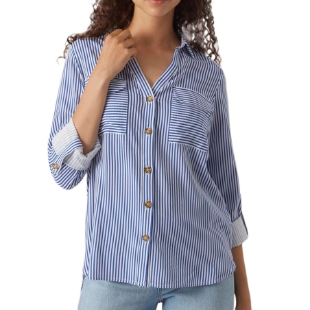 Chemise Bleu/Blanc Femme Vero Moda Bumpy