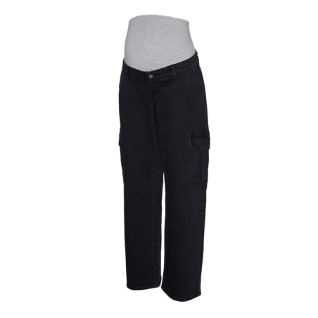 Jeans Cargo Noir Femme Mamalicous Wide Leg